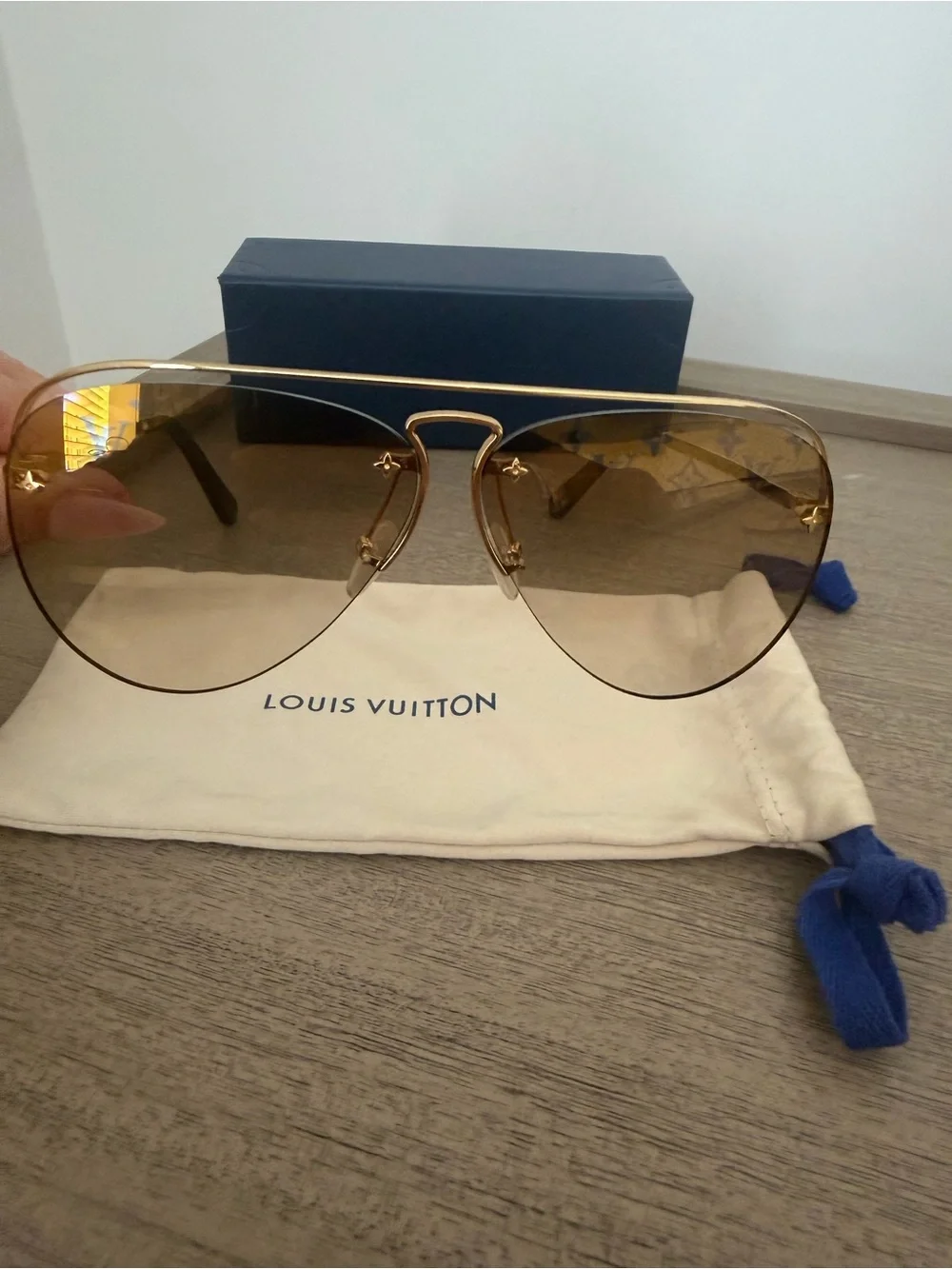 Louis Vuitton Gold Frame Sunglasses with Brown Lenses